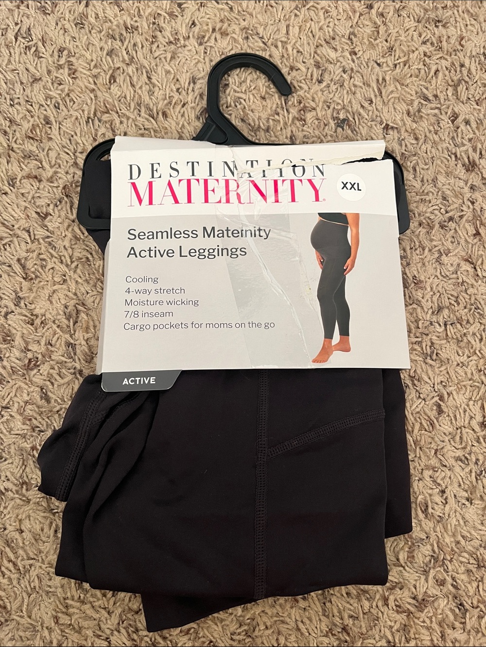 Destination Maternity Black Seamless Active Maternity Leggings with Cargo Pocket